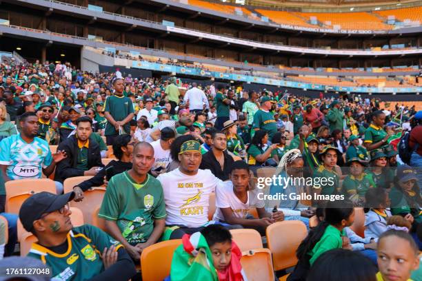 The fans during the Springbokss Rugby World Cup Trophy Tour at FNB Stadium on November 02, 2023 in Soweto, South Africa. The Webb Ellis Cup parade...