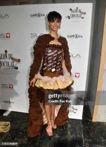 Eve Gilles attends "Salon Du Chocolat 2023 - Chocolate Fair" 28th Edition to benefit to Mécénat Chirurgie Cardiaque at Parc des Expositions De La...