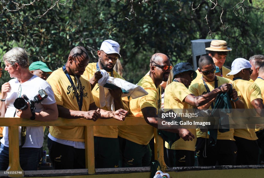 Springoks Rugby Tour Springboks players during the Springboks Rugby World Cup Trophy Tour ...