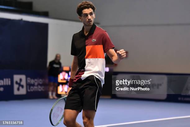 Pierre-Hugues Herbert of France during the the quarterfinal at ATP Challenger ''Trofeo Perrel-Faip'' 2023 at Italcementi Sports Center on November 3,...