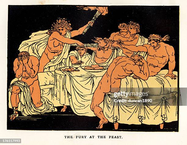 illustrations, cliparts, dessins animés et icônes de fury au feast - repas entre amis