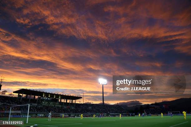 General view during the J.League J1 1st stage match between Ventforet Kofu and Kashiwa Reysol at Yamanashi Chuo Bank Stadium on June 27, 2015 in...