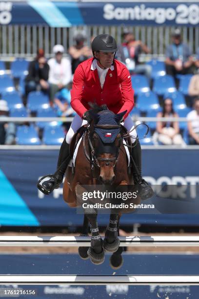 Jorge Matte of Team Chile riding Winning Good competes in Equestrian Jumping - Individual Final Round at Escuela de Equitación Regimiento Granaderos...