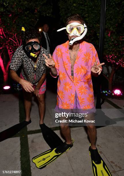 Justin Bieber and guest attend the Annual Casamigos Halloween Party on October 27, 2023 in Los Angeles, California.