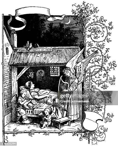 calm night - flower breaking through stock illustrations