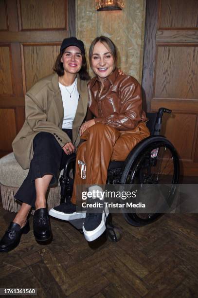 Yara Hoffmann and Kristina Vogel attend the book presentation of Riccardo Simonetti's "Ein Neues Zuhause" at Soho House on November 3, 2023 in...