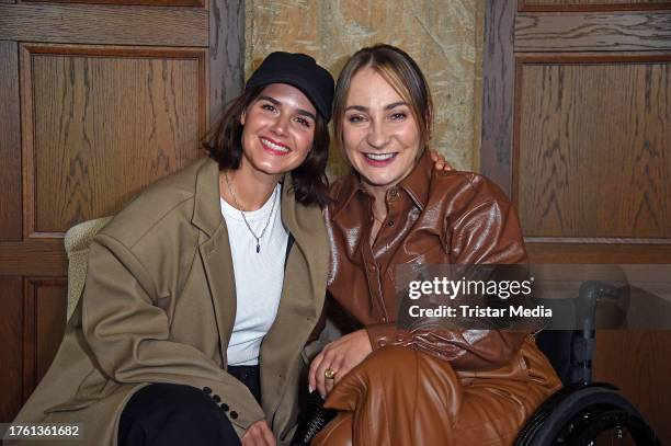 Yara Hoffmann and Kristina Vogel attend the book presentation of Riccardo Simonetti's "Ein Neues Zuhause" at Soho House on November 3, 2023 in...