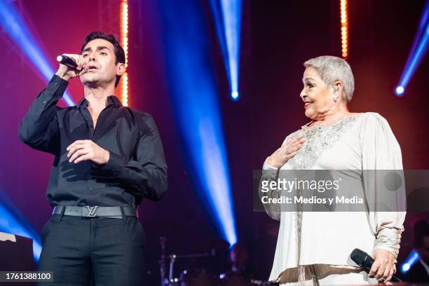 Siger Ernesto D´ Alessio and Lupita D´Alessio perform during a concert as part of the 'Gracias Tour' at Arena Monterrey on October 27, 2023 in...