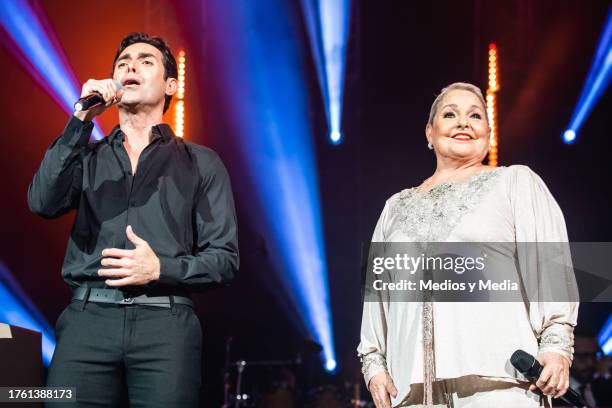 Siger Ernesto D´ Alessio and Lupita D´Alessio perform during a concert as part of the 'Gracias Tour' at Arena Monterrey on October 27, 2023 in...