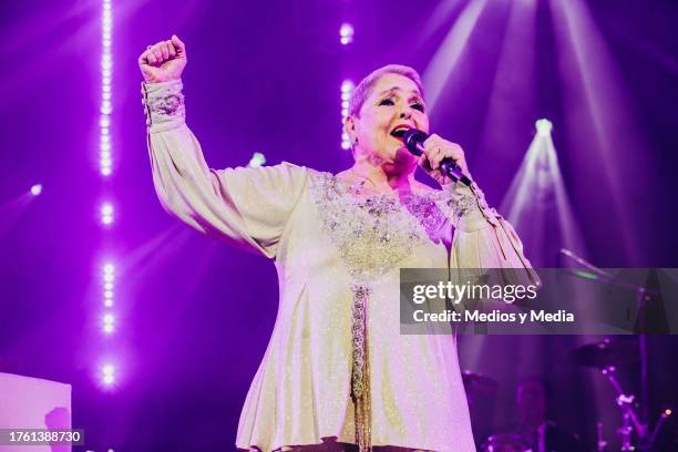 Siger Lupita D´Alessio performs during a concert as part of the 'Gracias Tour' at Arena Monterrey on October 27, 2023 in Monterrey, Mexico.