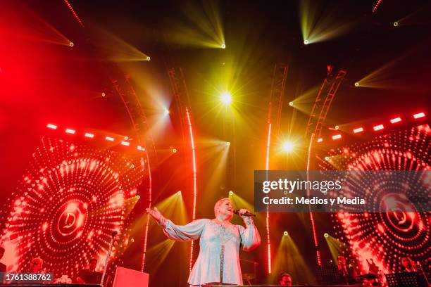 Siger Lupita D´Alessio performs during a concert as part of the 'Gracias Tour' at Arena Monterrey on October 27, 2023 in Monterrey, Mexico.