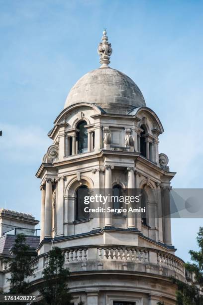 turret at national liberal club building at one whitehall place - cupola stock pictures, royalty-free photos & images