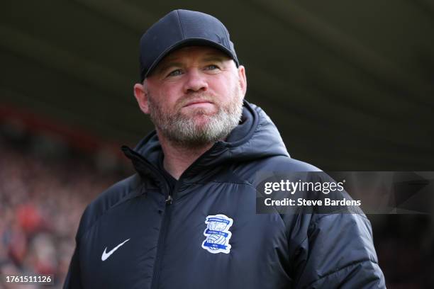 Birmingham City Manager, Wayne Rooney looks on prior to the during the Sky Bet Championship match between Southampton FC and Birmingham City at...