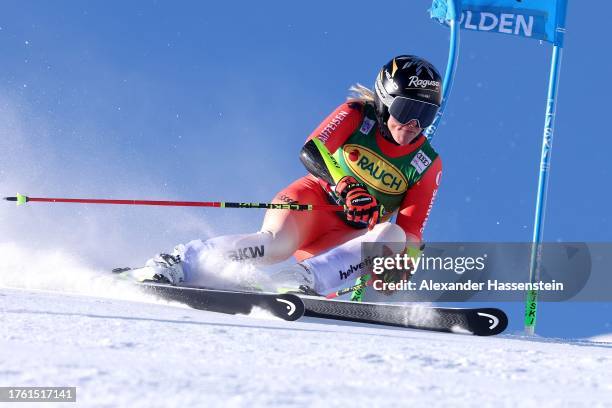Lara Gut-Behrami of Switzerland competes in the 1st run of the Women's Giant Slalom during the Audi FIS Alpine Ski World Cup at Rettenbachferner on...