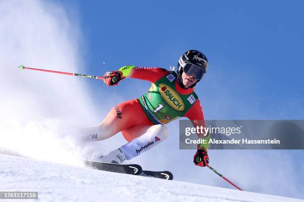 Lara Gut-Behrami of Switzerland competes in the 1st run of the Women's Giant Slalom during the Audi FIS Alpine Ski World Cup at Rettenbachferner on...