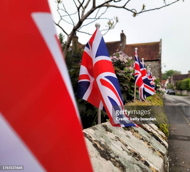 union jack flags great britain uk - street party uk stock pictures, royalty-free photos & images