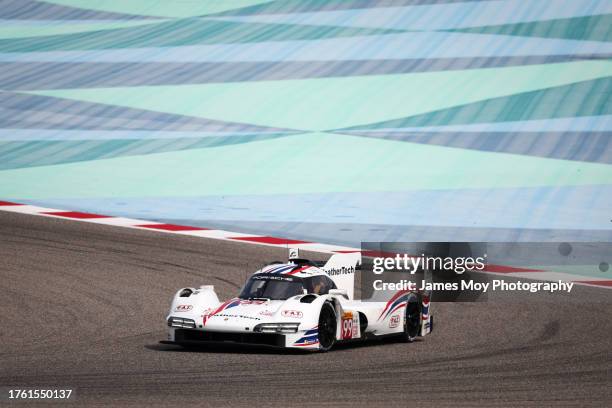 The Proton Competition Porsche 963 of Gianmaria Bruni, Harry Tincknell, and Neel Jani in action during practice for the 8 Hours of Bahrain at the...