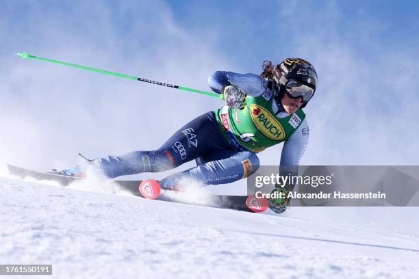 Federica Brignone of Italy competes in the 1st run of the Women's Giant Slalom during the Audi FIS Alpine Ski World Cup at Rettenbachferner on...