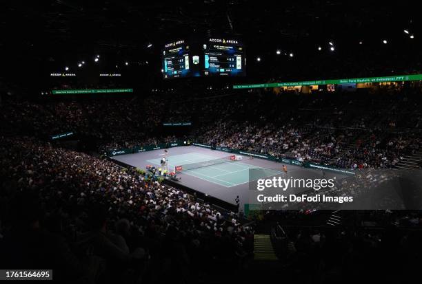 General view of the Accor Arena during Day Five of the Rolex Paris Masters ATP Masters 1000 at Palais Omnisports de Bercy on November 03, 2023 in...