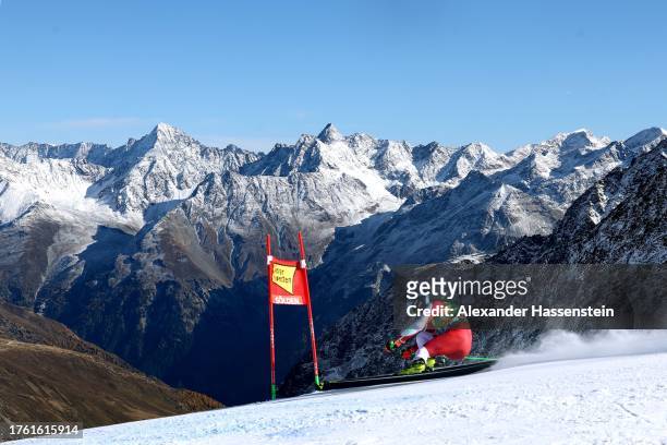 Katharina Huber of Austria competes in the 1st run of the Women's Giant Slalom during the Audi FIS Alpine Ski World Cup at Rettenbachferner on...