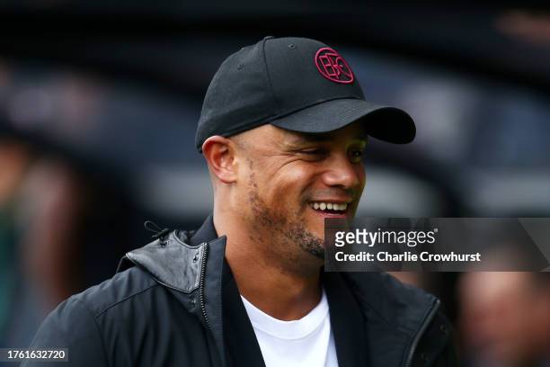 Vincent Kompany, Manager of Burnley, looks on prior to the Premier League match between AFC Bournemouth and Burnley FC at Vitality Stadium on October...