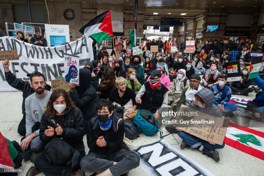 Pro Protesters Hundreds of activists hold a pro Palestine sit down protest in... News ...