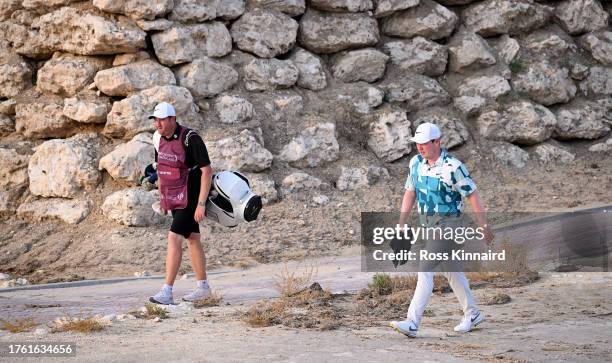 Robert MacIntyre of Scotland walking off of the 11th tee during the third round of the Commercial Bank Qatar Masters at Doha Golf Club on October 28,...