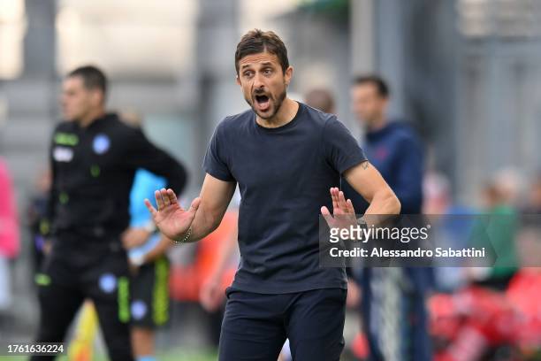 Alessio Dionisi head coach of US Sassuolo during the Serie A TIM match between US Sassuolo and Bologna FC at Mapei Stadium - Citta' del Tricolore on...