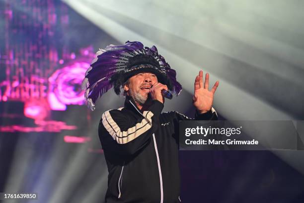 Jay Kay, frontman for Jamiroquai performs at Harvest Rock 2023 on October 28, 2023 in Adelaide, Australia.