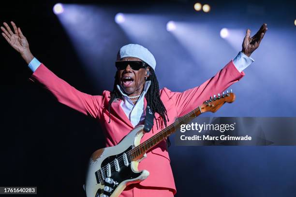 Nile Rodgers from the band Nile Rodgers & Chic performs at Harvest Rock 2023 on October 28, 2023 in Adelaide, Australia.