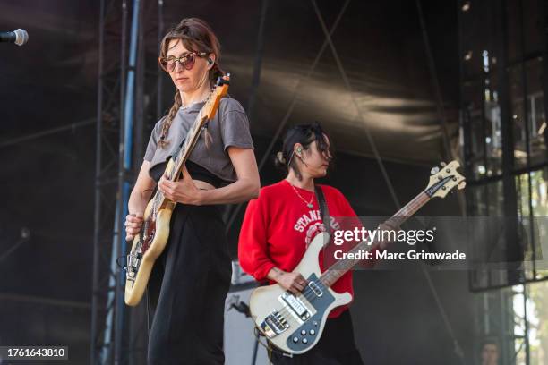 Emily Kokal and Jenny Lee Lindberg from the band Warpaint perform at Harvest Rock 2023 on October 28, 2023 in Adelaide, Australia.