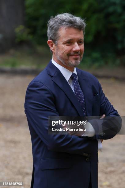 Prince Frederik of Denmark arrives at Saint Jean Church to attend a mass on October 28, 2023 in Paris, France.