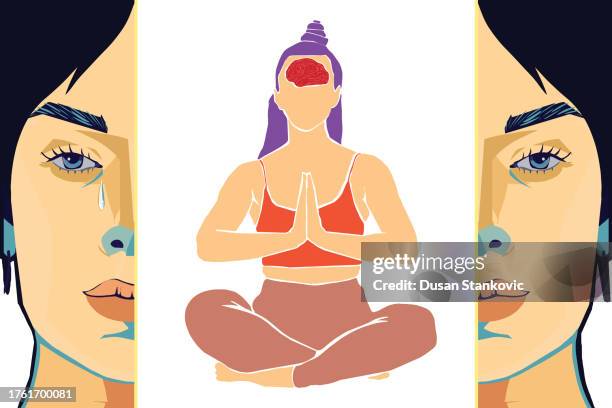 the power and flow of yoga - cow face pose stock illustrations