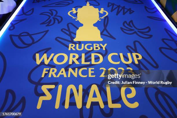 Detailed view of the floor inside the players tunnel prior to the Rugby World Cup Final match between New Zealand and South Africa at Stade de France...