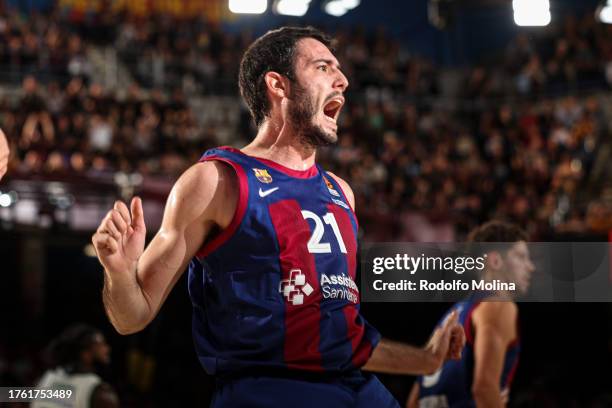 Alex Abrines, #21 of FC Barcelona celebrates after score during the Turkish Airlines EuroLeague Regular Season Round 6 match between FC Barcelona and...