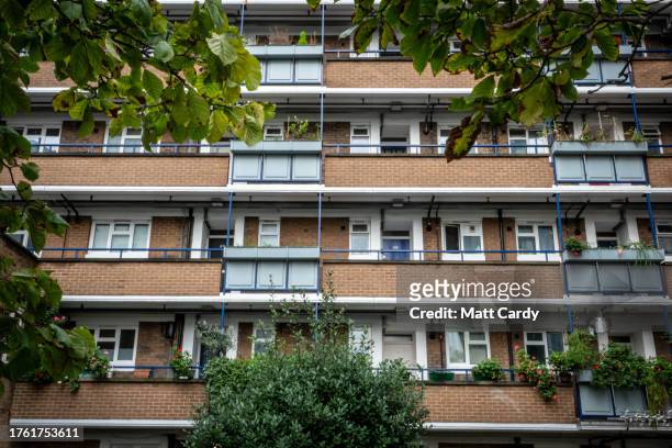 Dwellings that were originally built as social housing for the local authority are seen on October 23, 2023 in London, England. Until 2011, public...