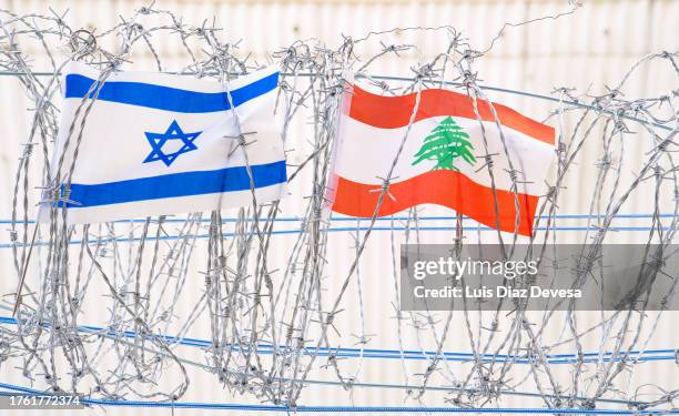 israel and lebanon border. - lebanon flag stock pictures, royalty-free photos & images