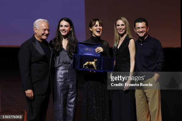 Giorgio Colangeli, Romana Maggiora Vergano, Paola Cortellesi with the Audience Award, Emanuele Fanelli and Vinicio Marchioni attend the awards...