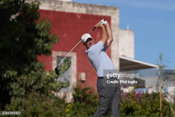 Andrew Raitt of England in action during Day Three of the Sergio Melpignano Senior Italian Open at San Domenico Golf on October 28, 2023 in...