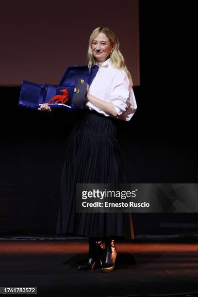 Alba Rohrwacher receives the “Monica Vitti” Award Alba for best actress for 'Mi fanno male i capelli' during the awards ceremony of the 18th Rome...