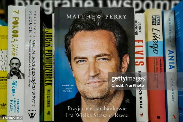 Polish edition of Matthew Perry's memoir 'Friends, Lovers, and the Big Terrible Thing' is seen in a bookstore in Krakow, Poland on November 3rd,...