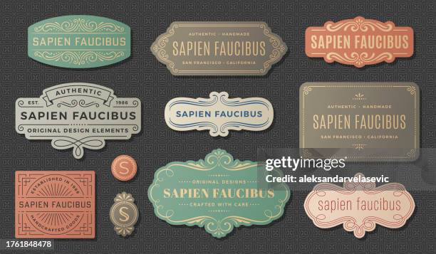 stockillustraties, clipart, cartoons en iconen met frames and labels vector illustration - klassieke stijl
