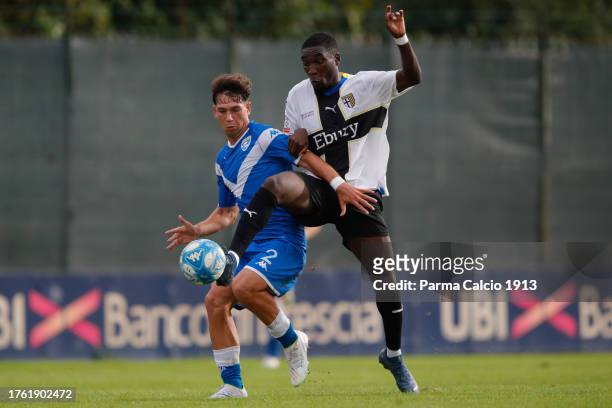 Emmanuel Hammond Tannor of Parma in action during the Primavera 2 match between Brescia U19 and Parma Calcio U19 at San Filippo Sports Centre on...