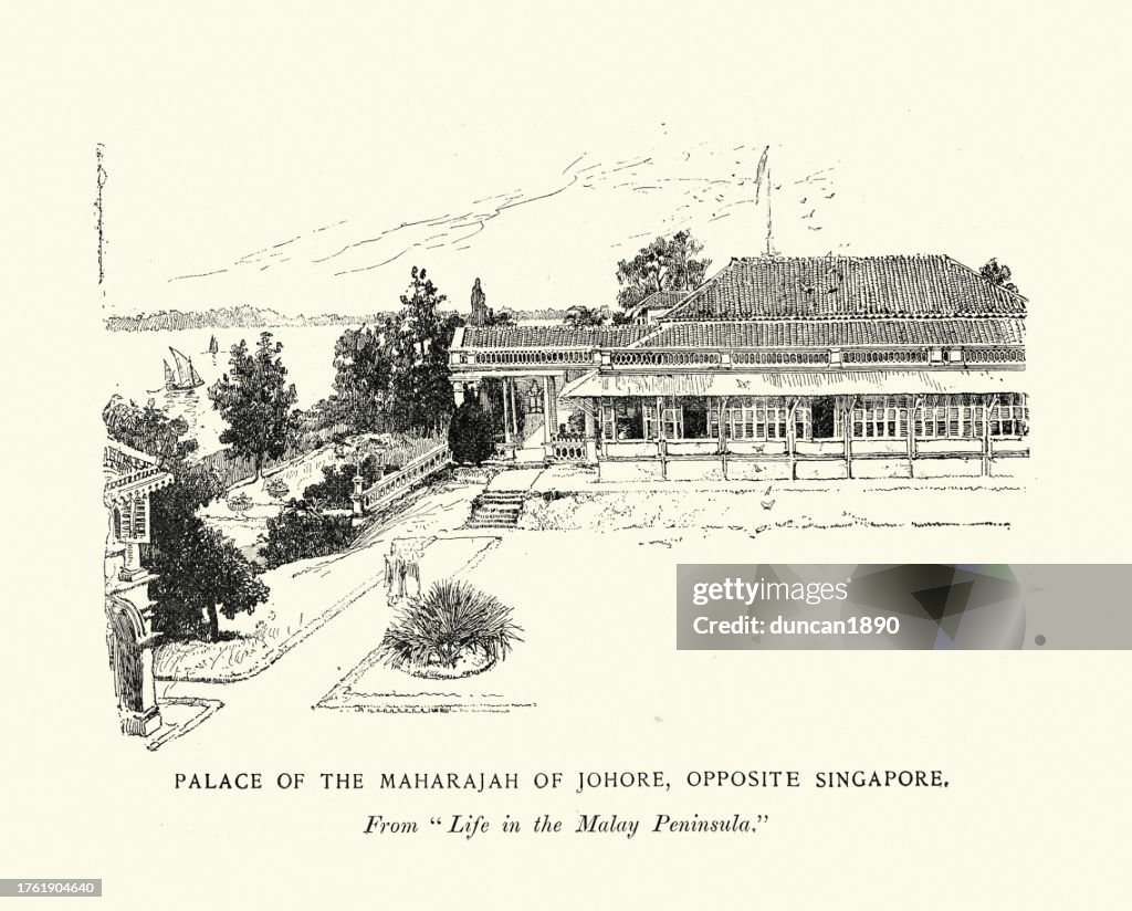 Palace of the Maharajah of Johor (Johore), Malaysia, oppoiste Singapore, 1890s 19th Century