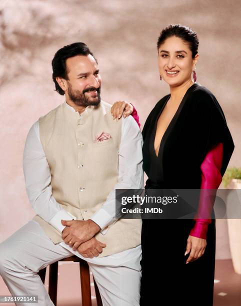 Saif Ali Khan and Kareena Kapoor Khan attend the IMDb Portrait Studio at the 2023 Jio MAMI Mumbai Film Festival on October 28, 2023 in Mumbai, India.