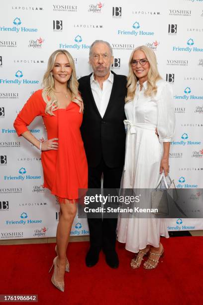 Brandy Ledford, John Paul DeJoria and Eloise DeJoria attend Friendly House 33rd Annual Awards Luncheon at The Beverly Hilton on October 28, 2023 in...