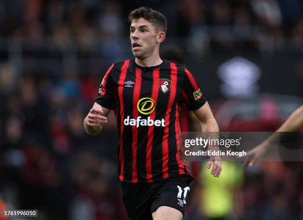 Ryan Christie of AFC Bournemouth during the Premier League match between AFC Bournemouth and Burnley FC at Vitality Stadium on October 28, 2023 in...