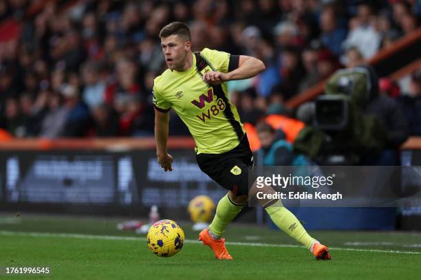 Johann Guomundsson of Burnley FC during the Premier League match between AFC Bournemouth and Burnley FC at Vitality Stadium on October 28, 2023 in...
