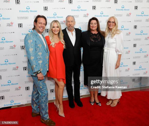 Angus Mitchell, Brandy Ledford, John Paul DeJoria, Keely Shaye Smith and Eloise DeJoria attend Friendly House 33rd Annual Awards Luncheon at The...