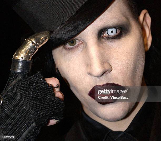 Musician Marilyn Manson attends the screening of the short animated film "Final Flight of the Osiris" and the debut of the video game "Enter the...
